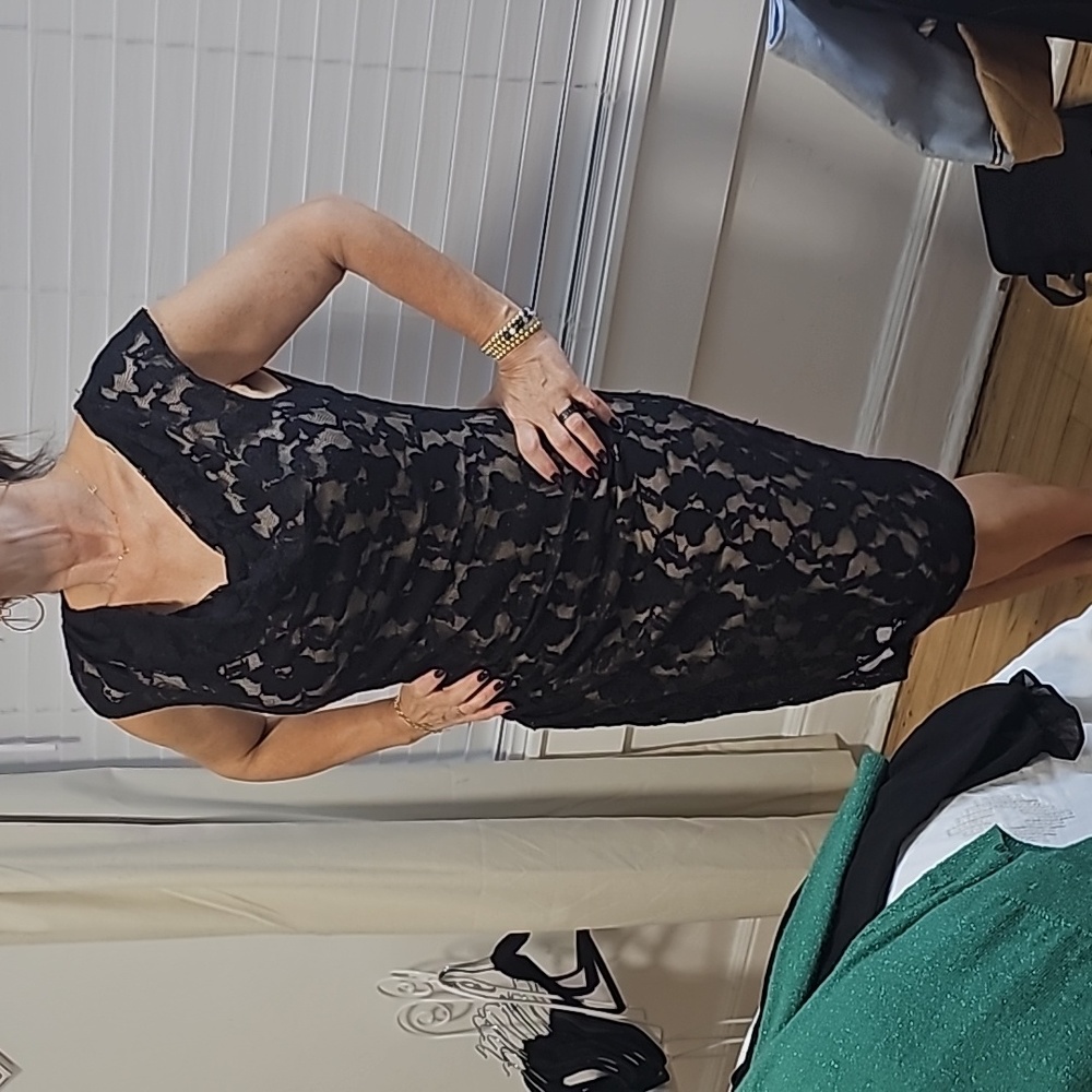 Ronnie Nicole size 12 black lace evening dress